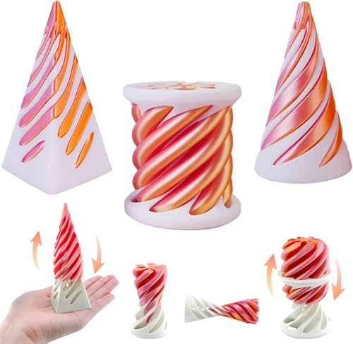 JoyJoyful 3PCS Impossible Cone, Spiral Cone Fidget Toy für Kinder Erwachsene, Pyramid Spirale Spielzeug Passthrough Sculpture, Skulptur Stress Relief Spielzeug für Geschenk (weiß) von JoyJoyful