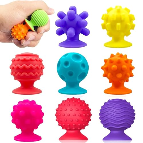JoyJoyful 8 Stück Fidget Toys Erwachsene Kinder, Sensorik Autismus Antistress Spielzeug, Saugnapf Spielzeug Kinder, Silikon Badewannen Spielzeugs ab 3 Jahre Jungen Mädchen (Farbe ZufäLlig) von JoyJoyful