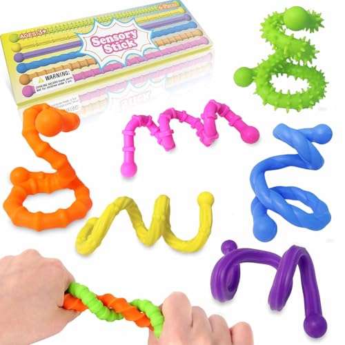 JoyJoyful Fidget Stange Toys für Kinder Erwachsene, 6 Stück Sensorik Autismus für Spielzeug, Anti Stress Autismus Spielzeug, Fidget Squishy Toy Anxiety ADHD Toys, Beruhigend Bei Stress Angst von JoyJoyful