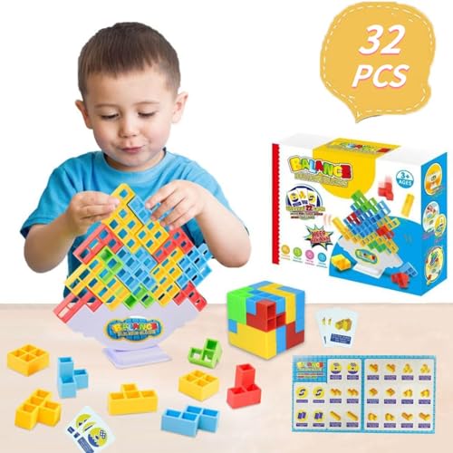 JoyJoyful Tetra Tower Spiel, 32 Pcs Schaukelstapel Hoch Kinder-Balance-Spielzeug, Spiel Kinder, Schaukelstapel Spiel Erwachsene, Tower Balance Spiel, Stapelspiel für Jungen MäDchen ab Jahre 3+ JoyJoyful Tetra Tower Spiel, 32 Pcs Schaukelstapel Hoch Kinder-Balance-Spielzeug, Spiel Kinder, Schaukelstapel Spiel Erwachsene, Tower Balance Spiel, Stapelspiel für Jungen MäDchen ab Jahre 3+ von JoyJoyful