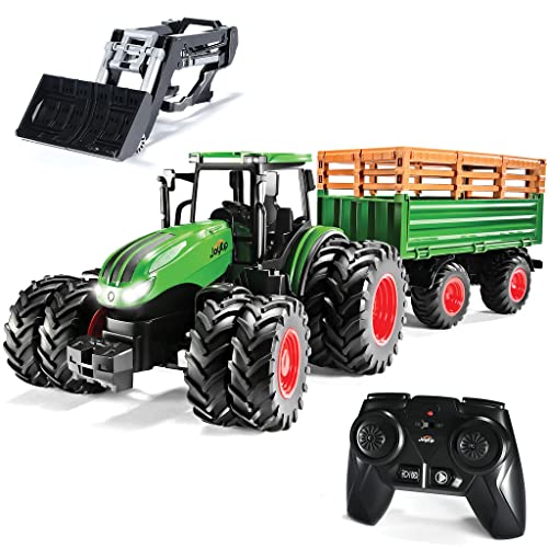 JoyKip Ferngesteuerter Traktor für Kinder, RC Traktorspielzeug, Kleinkind-Bauernhofspielzeug LKW mit Lichtern und Sound – Frontlader, Metallkabine, Geschenk für Jungen und Mädchen im Alter ab 2 Jahren JoyKip Ferngesteuerter Traktor für Kinder, RC Traktorspielzeug, Kleinkind-Bauernhofspielzeug LKW mit Lichtern und Sound – Frontlader, Metallkabine, Geschenk für Jungen und Mädchen im Alter ab 2 Jahren von JoyKip