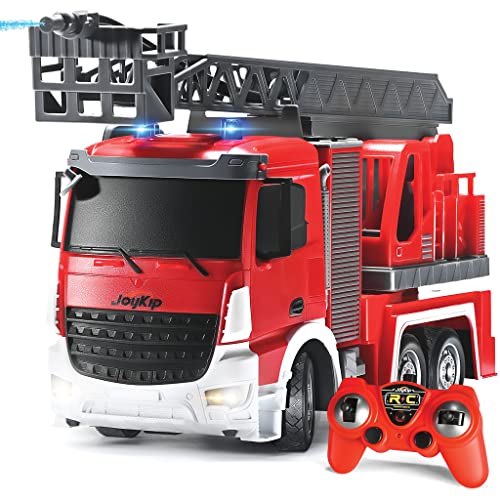 JoyKip Ferngesteuertes Feuerwehrauto Mit Wassersprühpumpe, Ausziehbarer Leiter und Lichtern - Spielzeug für Kleinkinder und Kinder von 3-7 Jahren von JoyKip