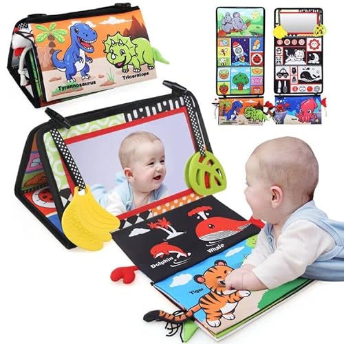 JoyLife Baby Spielzeug 0 Monate, Montessori Spielzeug Baby Stoffbücher mit Spiegel, Kleinkinderziehung und kognitives Spielzeug Lernspielzeug Kleinkinder Baby Hohem Kontrast in Schwarz und Weiß von JoyLife