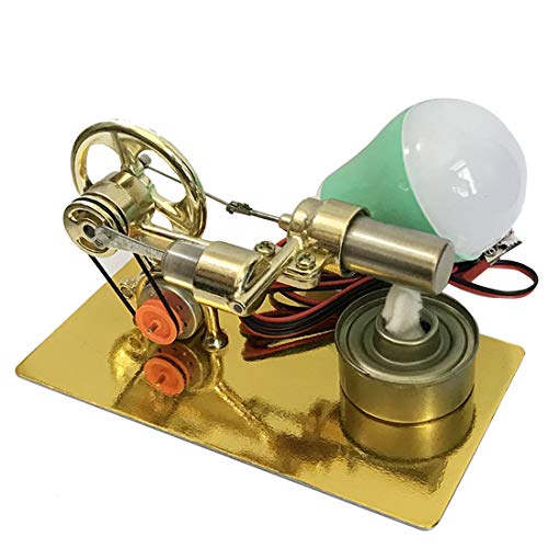 JoyMate Stirlingmotor Stirling Engine Modell, Physik-Experimente Lernspielzeug für Jugendliche und Erwachsene - Gold-Einzylinder von JoyMate