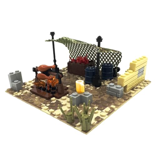 JoyMate WW2 Medieval Wüste Militär Szene Haus klemmbausteine, MOC Modular Building Waffen Häuser Kompatibel mit Lego COBI von JoyMate