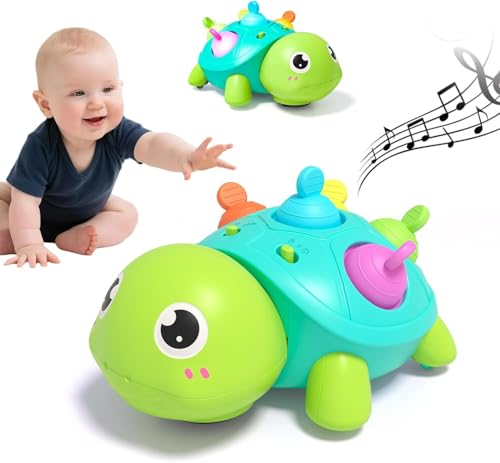JoyPlus Baby Krabbel Spielzeug 6 12 Monate, Schildkröten Krabbelspielzeug mit Licht und Musik, Kriechendes und Singendes Musikalisches Babyspielzeug, Lernspielzeug Geschenk für 0 12 18 36 Monate Baby von JoyPlus
