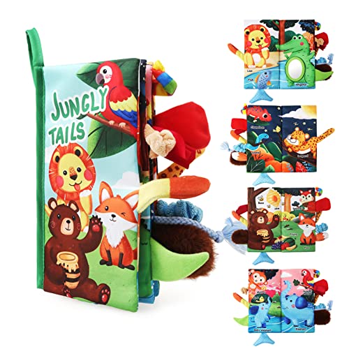 JoyPlus Baby Sensorik Spielzeug 0 Monate, Babybuch Baby Stoffbuch, 3D Bilderbuch Stoffbücher Fühlbuch Knisterbuch Baby mit Raschelpapier, Baby Bücher Geschenk für Jungen Mädchen von JoyPlus