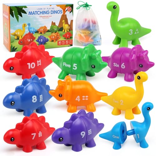 JoyPlus Montessori Spielzeug 2 Jahre, Farben Sortieren für Kinder 2 Jahre, Montessori Dinosaurier Zahlen Sortierspielzeug für Kinder, Farben Lernen Sortierspiel, Lernspiele Geschenke für Kinder von JoyPlus
