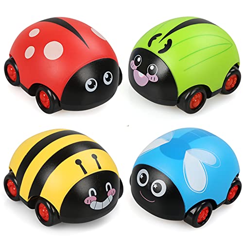 JoyPlus 4 Stück Aufziehauto, Spielzeugauto Set Baby Auto Spielzeug Fahrzeuge Reibung Zurückziehen Spielzeugautos Autos Kinderspielzeug Strumpffüller für Jungen Mädchen Kinder ab 1 2 3 4 Jahre von JoyPlus