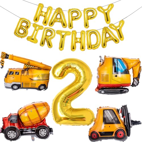 Bau Geburtstag Dekorationen Bagger Luftballons - Nummer 2 Bau Geburtstag Dekorationen Bagger Luftballons - Nummer 2 von Joybble