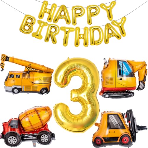 Bau Geburtstag Dekorationen Bagger Luftballons - Nummer 3 Bau Geburtstag Dekorationen Bagger Luftballons - Nummer 3 von Joybble