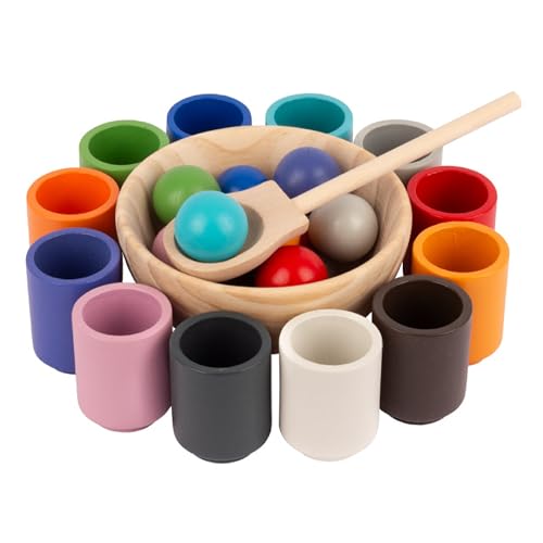 joybex Montessori Bälle und Becher - Holzspielzeug, Baby Spielzeug 1 Jahr von Joybex