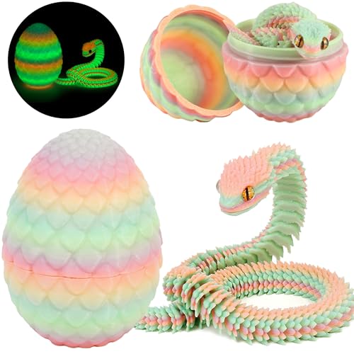 Joycabin 3D Gedruckte Schlange Spielzeug, Ostern 3D Gedrucktes Drachenei Schlangeneier, Easter Schlangeneier, 3D Gedruckte Tiere Spielzeug für Kinder Geschenke Schreibtisch Wohnkultur (Bunt) von Joycabin