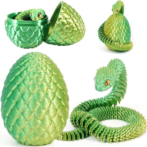 Joycabin 3D Gedruckte Schlange Spielzeug, Ostern 3D Gedrucktes Drachenei Schlangeneier, Easter Schlangeneier, 3D Gedruckte Tiere Spielzeug für Kinder Geschenke Schreibtisch Wohnkultur (Gelb Grün) von Joycabin