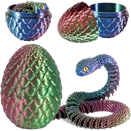 Joycabin 3D Gedruckte Schlange Spielzeug, Ostern 3D Gedrucktes Drachenei Schlangeneier, Easter Schlangeneier, 3D Gedruckte Tiere Spielzeug für Kinder Geschenke Schreibtisch Wohnkultur (Red Green Blue) von Joycabin