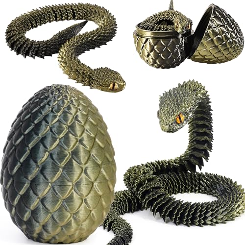 Joycabin 3D Gedruckte Schlange Spielzeug, Ostern 3D Gedrucktes Drachenei Schlangeneier,Easter Schlangeneier,3D Gedruckte Tiere Spielzeug für Kinder Geschenke Schreibtisch Wohnkultur (Schwarzer Kupfer) von Joycabin