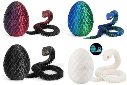 Joycabin 4 Stück 3D Gedruckte Schlange Spielzeug, Ostern 3D Gedrucktes Drachenei Schlangeneier, Easter Schlangeneier, 3D Gedruckte Tiere Spielzeug für Kinder Geschenke Schreibtisch Wohnkultur von Joycabin