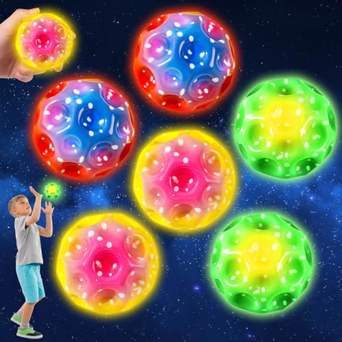 Joycabin 6 Stück Leuchtend Astro Jump Ball,LED Beleuchtung Moon Ball,Sprünge Gummiball,Galaxy Ball,Flummies für Kinder,Space Ball EIN Knallendes Geräusch Machen Bouncing Ball für Kinder und Erwachsene von Joycabin