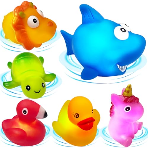 Joycabin LED Badespielzeug Baby, 6 Stück Leuchtende Tier Badewannenspielzeug mit Lichtern, Wasserspielzeug Schwimmen Badewanne Pool Spielzeug, Badespielzeug Geschenke für Kinder Jungen und Mädchen Joycabin LED Badespielzeug Baby, 6 Stück Leuchtende Tier Badewannenspielzeug mit Lichtern, Wasserspielzeug Schwimmen Badewanne Pool Spielzeug, Badespielzeug Geschenke für Kinder Jungen und Mädchen von Joycabin