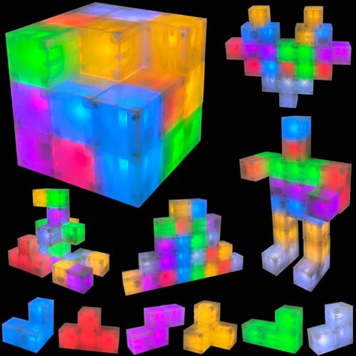 Joycabin Magnetische Bausteine, 24 Stück LED Magnetbausteine Magnet Spielzeug Kinder, Leuchtende Magnetisches Spielzeug ab 3 4 5 6 7 8 Geschenk für Jungen und Mädchen (2cm x 2cm) von Joycabin
