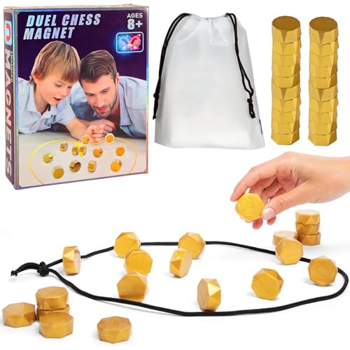 Joycabin Magnetisches Schachspiel, Magnetspiel mit Schnur, Schach Magnetisch, Kampfschach Mit Magnetisch, Puzzle Checkers Spiel, Party-Schachspiel für Erwachsene, Familientreffen (Gold) von Joycabin