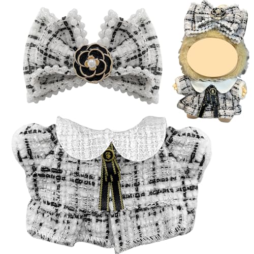 Joycabin Stylische Puppenkleidung für 17cm Plüschpuppe, Rock + Weißer Schleife Miniatur Kleidung Zubehör Set, Puppendekorationszubehör, Puppenzubehör Geschenke (Puppe Nicht Enthalten) von Joycabin