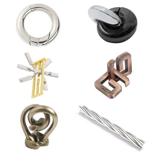 Joyeee 6-teiliges Denksport Puzzle aus Metalldraht, Denkspiel IQ Test zum Entsperren von Spielzeug, Interlock Challenge Puzzle Spiel, pädagogisches Spielzeug, Geschenk für Teenager, Erwachsene, #G von Joyeee