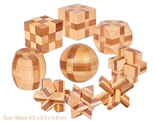Joyeee 9 Stück Cube 3D Holz Puzzle Spiel #4- Challenge Ihre logischen Denken-Erwachsene Kinder Geduld Spiele Puzzle Dekoration von Joyeee