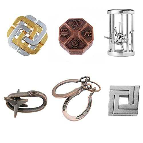 Knobelspiele Metall Puzzle Set, Joyeee Zaubertrick Spielzeug Denkaufgabe IQ Geist Test Lernspielzeug für Party Mitgebsel Erwachsene Teenager und Kinder Herausforderung, Grundschwierigkeit, 6 Stück - A Knobelspiele Metall Puzzle Set, Joyeee Zaubertrick Spielzeug Denkaufgabe IQ Geist Test Lernspielzeug für Party Mitgebsel Erwachsene Teenager und Kinder Herausforderung, Grundschwierigkeit, 6 Stück - A von Joyeee