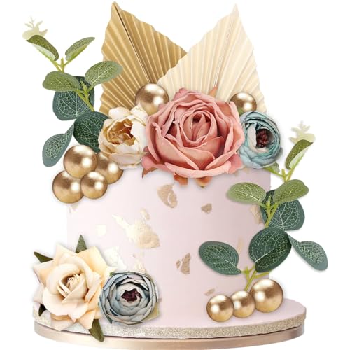 24 Stück Tortenaufsatz Dekoration, Palmenblätter Tortendeko Dekoration mit Rose, Blumen, Blättern und Goldenen Kugeln, Tortendeko Blumen für Hochzeit, Geburtstag, Babyparty 24 Stück Tortenaufsatz Dekoration, Palmenblätter Tortendeko Dekoration mit Rose, Blumen, Blättern und Goldenen Kugeln, Tortendeko Blumen für Hochzeit, Geburtstag, Babyparty von Joyes