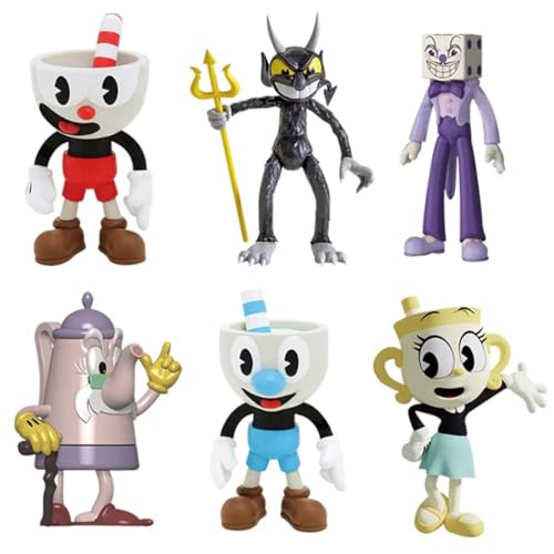 6 PCs Cuphead Figur Spielzeug Anime Spiel Figur Spielzeug Set Hot Game Statue Model PVC Doll Ornament für das von Joyes