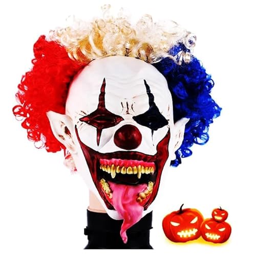 Clown-Maske,Killer Clown Maske Latex Maske Halloween realistische Halloween-Party Gruselige Maske Horror Clown Maske Halloween für Crazy Joker Cosplay Karneval Fasching Party von Joyes