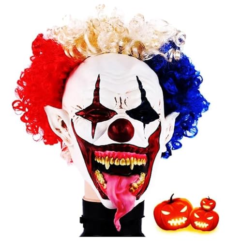 Clown-Maske,Killer Clown Maske Latex Maske Halloween realistische Halloween-Party Gruselige Maske Horror Clown Maske Halloween für Crazy Joker Cosplay Karneval Fasching Party von Joyes