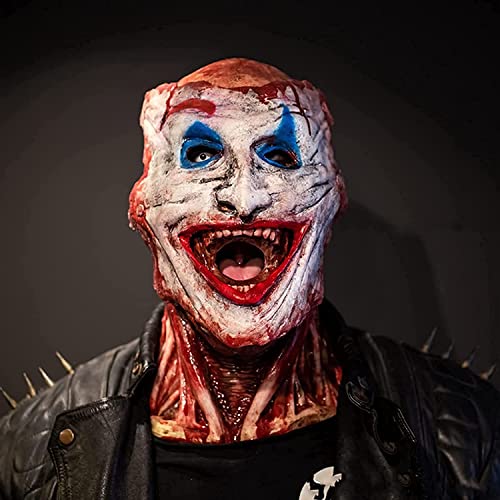 Joyes Doppelte Schicht Abziehbare Oberfläche Halloween Horror Clown Maske + Blutiger Schädel, Aus Latex, Hautfreundlich, Weich und Ungiftig, Geeignet für Party-Rollenspiele. von Joyes