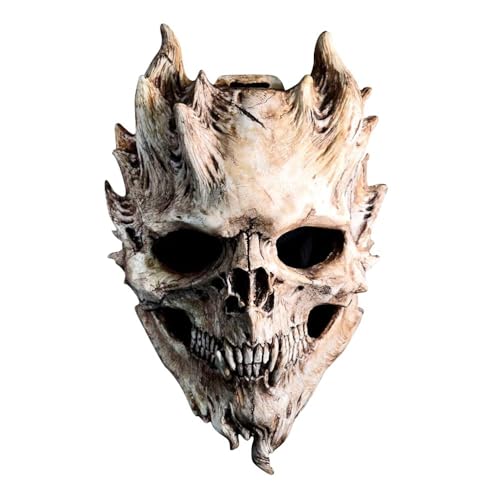 Joyes Gruselige Halloween-Skelett-Masken, gruselige Masken für Erwachsene, Latex-Horror-Maske Cosplay Requisiten Skelett-Kopfbedeckungen von Joyes