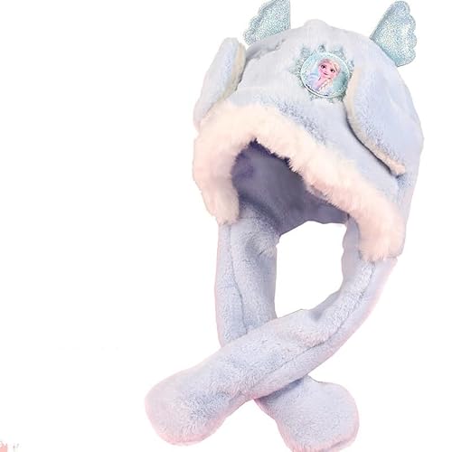 Joyes Niedliche bewegliche Hut, lustige Plüsch Tier Ohren Mützen weich gemütlich Dress Up Wintermütze für Erwachsene Frauen ， für Rollenspiele, Geburtstagsgeschenke， Elsa Blue von Joyes