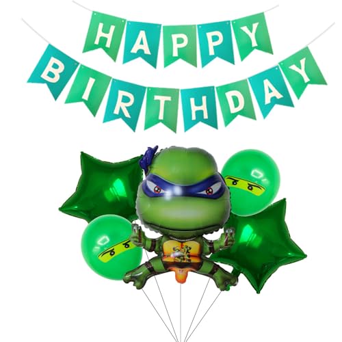Ninja Luftballons,Turtle Thema Geburtstag Dekoration Luftballons,Ninja Balloon Teenage Schildkröten Dekoration Geburtstagsfeier Thema Ballon Dekoration,Für Kinder Party Zubehör Ninja Theme，grün von Joyes
