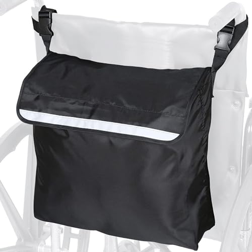Rollstuhl Rucksack Multifunktion Rollstuhltasche Aufbewahrungstasche Wasserdicht Oxford Rollstuhl Tasche mit reflektierenden Streifen für Rollstuhl (Schwarz) von Joyes