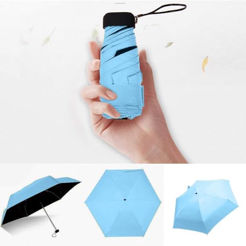Ultra Light Mini kompakte taschenschirm Reise Regenschirm - Winddicht Tragbar Sonnenschirm Sonne & Regen Outdoor Golf Regenschirm UV- Schutz für Damen Herren Kinder，Blau von Joyes