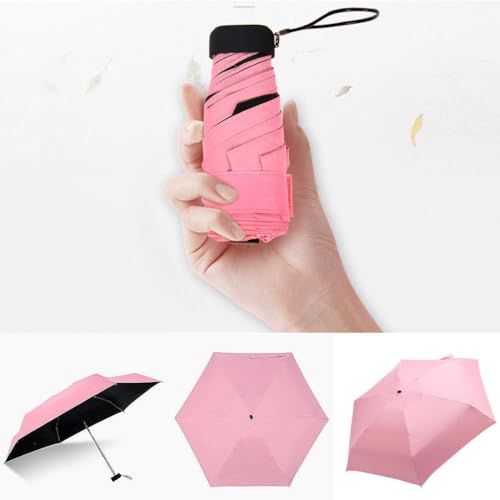 Ultra Light Mini kompakte taschenschirm Reise Regenschirm - Winddicht Tragbar Sonnenschirm Sonne & Regen Outdoor Golf Regenschirm UV- Schutz für Damen Herren Kinder，Rosa von Joyes