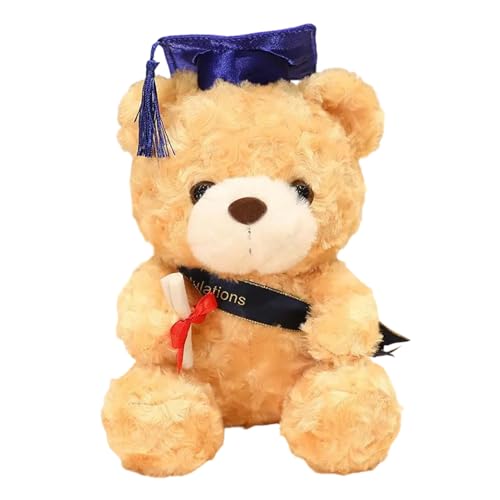 Joyesplay Teddybär Graduation Examensbär Abschlussbär Bachelor Geschenk,23 cm Teddy Abschluss Geschenk mit Doktorhut Glücksbringer Abitur für Bachelor Abitur Bestandene Prüfung Geschenk (Blau) von Joyesplay