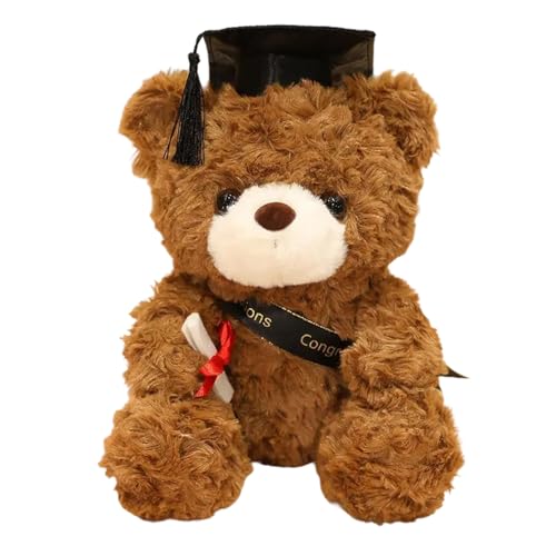 Joyesplay Teddybär Graduation Examensbär Abschlussbär Bachelor Geschenk,23 cm Teddy Abschluss Geschenk mit Doktorhut Glücksbringer Abitur für Bachelor Abitur Bestandene Prüfung Geschenk (Braun) von Joyesplay