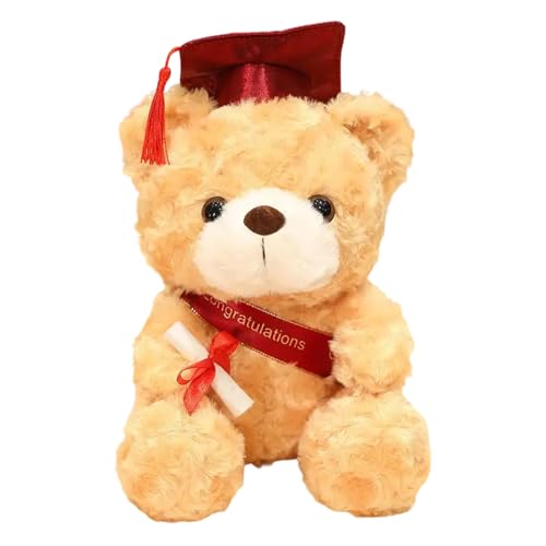 Joyesplay Teddybär Graduation Examensbär Abschlussbär Bachelor Geschenk,23 cm Teddy Abschluss Geschenk mit Doktorhut Glücksbringer Abitur für Bachelor Abitur Bestandene Prüfung Geschenk (Rot) von Joyesplay