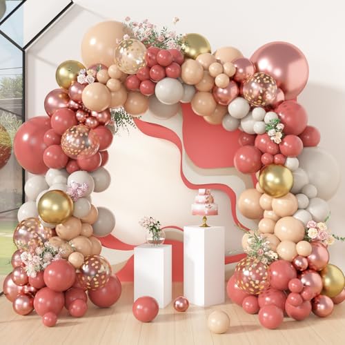 136 Stück Roségold Luftballon Girlande Set Retro Rosa Ballon Mit fur Geburtstag Mädchen Frauen Baby Shower Hochzeit Party Taufe Verlobung Jubiläum Dekoration von JoyeuVie