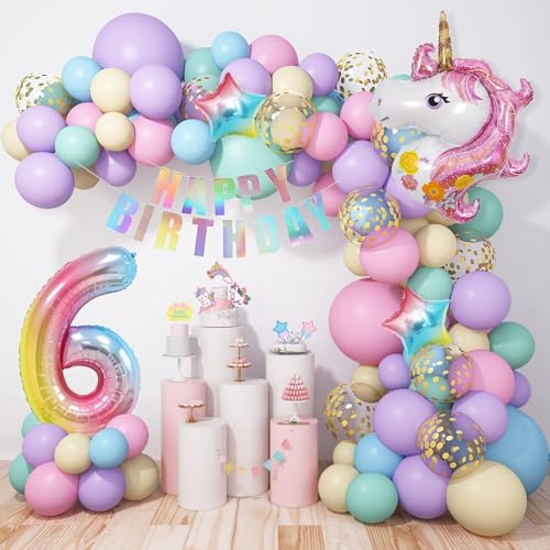 6 Jahre Einhorn Geburstags Luftballon Arch Party Dekoration 120Stück Macaron Luftballons Mädchen Geburtstagsdekoration Einhorn 6 Zahl Foilenballon für Birthday Baby Shower Party Dekoration 6 Jahre Einhorn Geburstags Luftballon Arch Party Dekoration 120Stück Macaron Luftballons Mädchen Geburtstagsdekoration Einhorn 6 Zahl Foilenballon für Birthday Baby Shower Party Dekoration von JoyeuVie