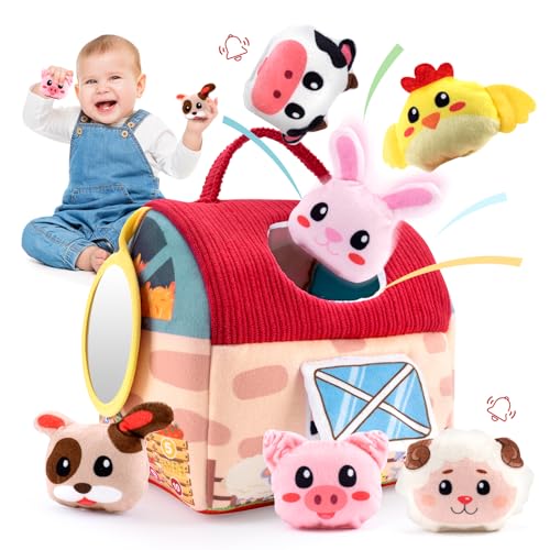 Joyfia Baby-Spielzeug 6-12 Monate, Säugling Soft Scheune Haus mit gefüllten Bauernhof Tiere, Rassel, Crinkle Papier & Spiegel, Sensorisches Spielzeug für Jungen Mädchen, Neugeborene Dusche Geschenke Joyfia Baby-Spielzeug 6-12 Monate, Säugling Soft Scheune Haus mit gefüllten Bauernhof Tiere, Rassel, Crinkle Papier & Spiegel, Sensorisches Spielzeug für Jungen Mädchen, Neugeborene Dusche Geschenke von Joyfia