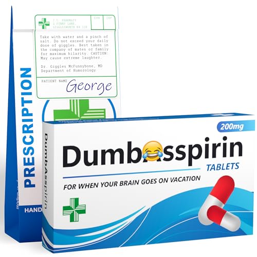 DumbAsspirin - Lustige Witz Pillendose Geschenk für Sie oder Ihn - Prank Gag Geschenk mit Rezeptbeutel - Geburtstagsgeschenk für Männer, Frauen, Freunde, Kollegen, Chef - Wichteln, Strumpffüller DumbAsspirin - Lustige Witz Pillendose Geschenk für Sie oder Ihn - Prank Gag Geschenk mit Rezeptbeutel - Geburtstagsgeschenk für Männer, Frauen, Freunde, Kollegen, Chef - Wichteln, Strumpffüller von Joyful Clan