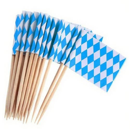 100pcs Bier Cupcake Topper, Oktoberfest Zahnstocher Flaggen Flaggen Bierparty Oktoberfest Cupcake Picks für Barbecue Snack Würstchen Kuchen Dekoration Topper von Joygoodta
