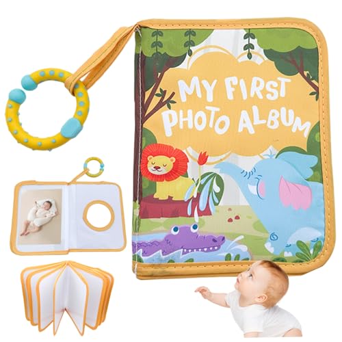 Baby First Foto Album Softes Safe Baby Fotobuch hält 17 6 Fotos mit Hook & Safety Mirror für Familien Neugeborene Kleinkinder Kinder von Joygoodta