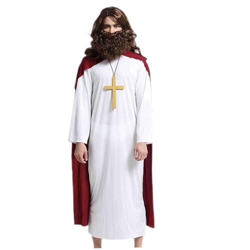 Jesus Kostüm umfasst Robe und Umhang Jesus Kostüm Erwachsene Männer für Weihnachts-Cosplay-Party, geeignete Höhenreichweite 64.9-72.8 von Joygoodta